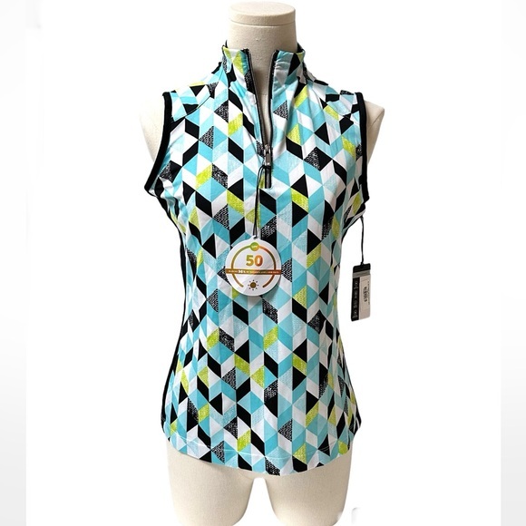 Tail Tops - Tail‎ Women's Short Sleeve Printed 1/4 Zip Golf Polo size XS NWT (2077)